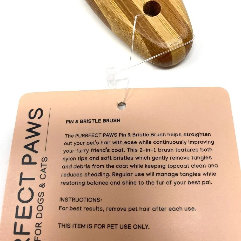 Bath & Body Works Perfect Paws Pin and Bristle Brush Wooden Handle Dogs